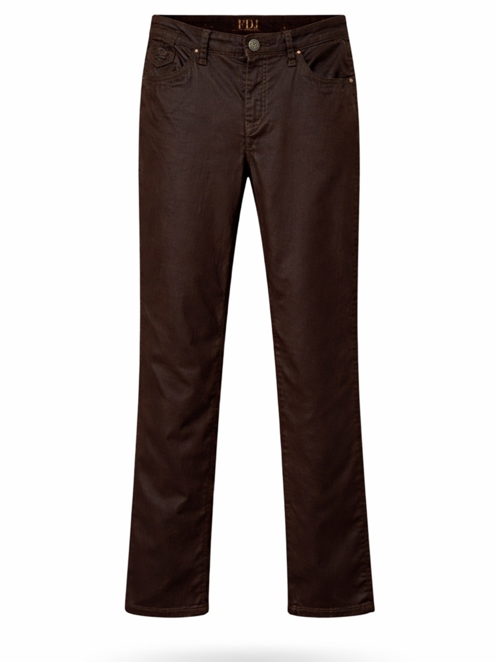 FDJ Brown Coated Jeans Olivia Straight Leg Size 4 Stretch Pants